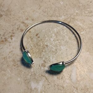 Elegant Silver and Green Gemstone Bracelet